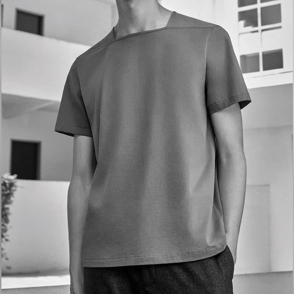 COS Black Square Neck Short Sleeve Casual T-Shirt size Medium